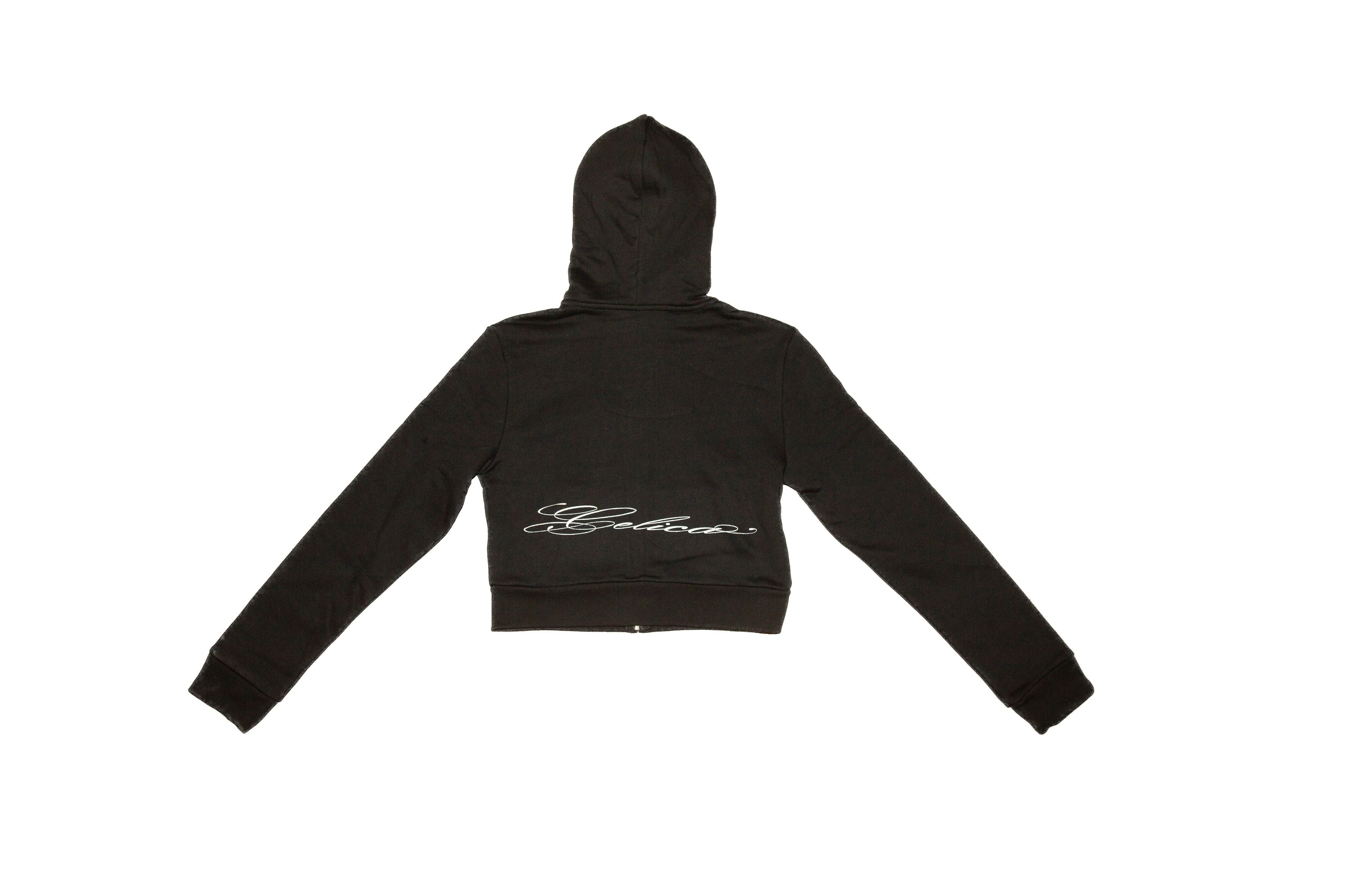 Cropped Zip Hoodie - Black