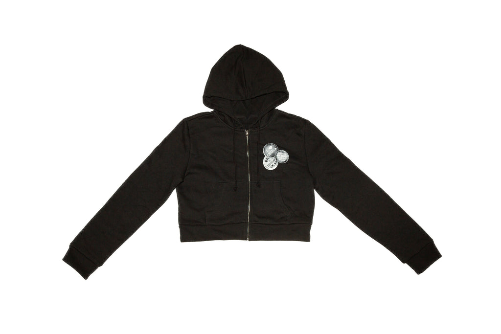 Cropped Zip Hoodie - Black