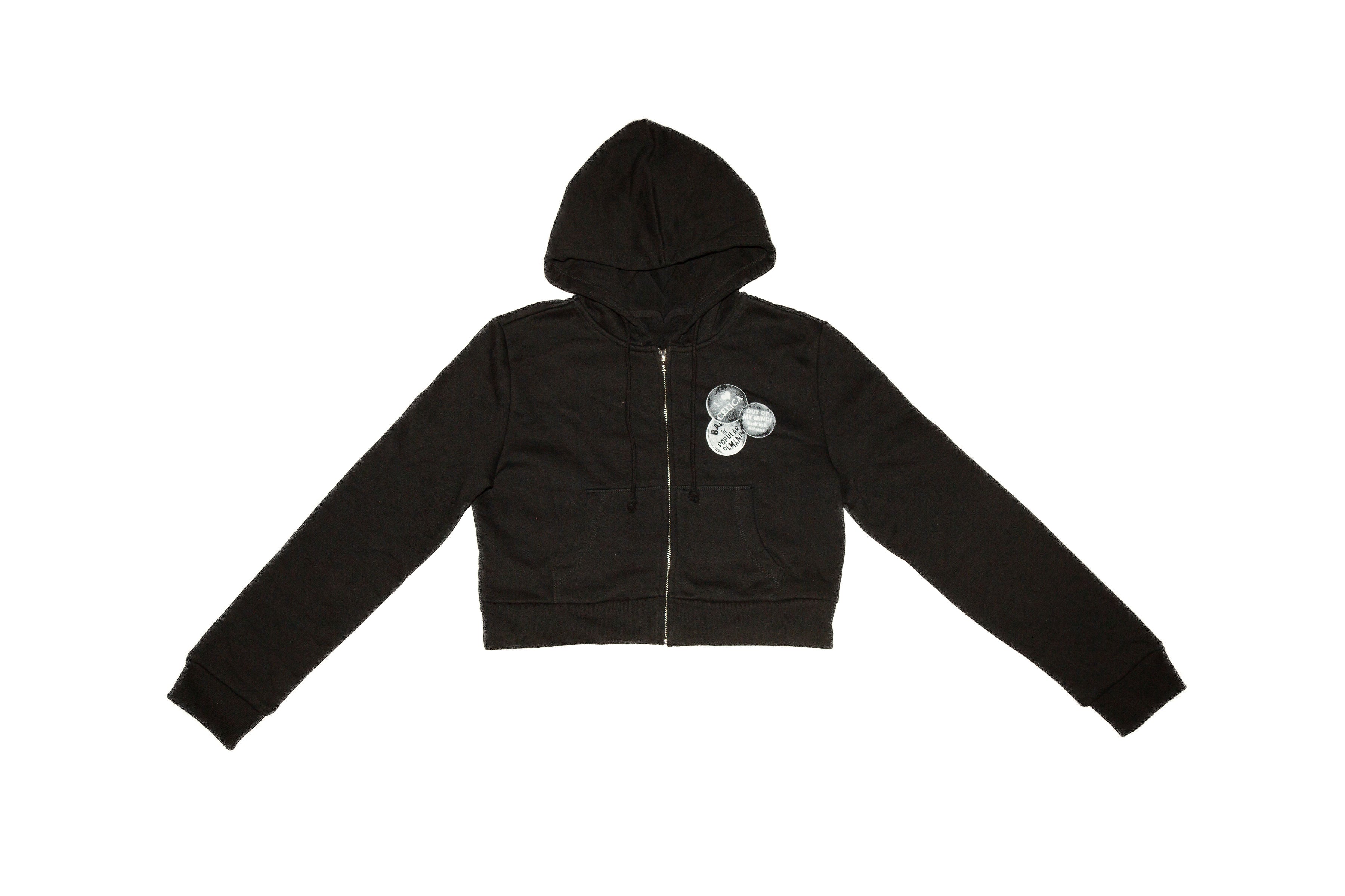 Cropped Zip Hoodie - Black