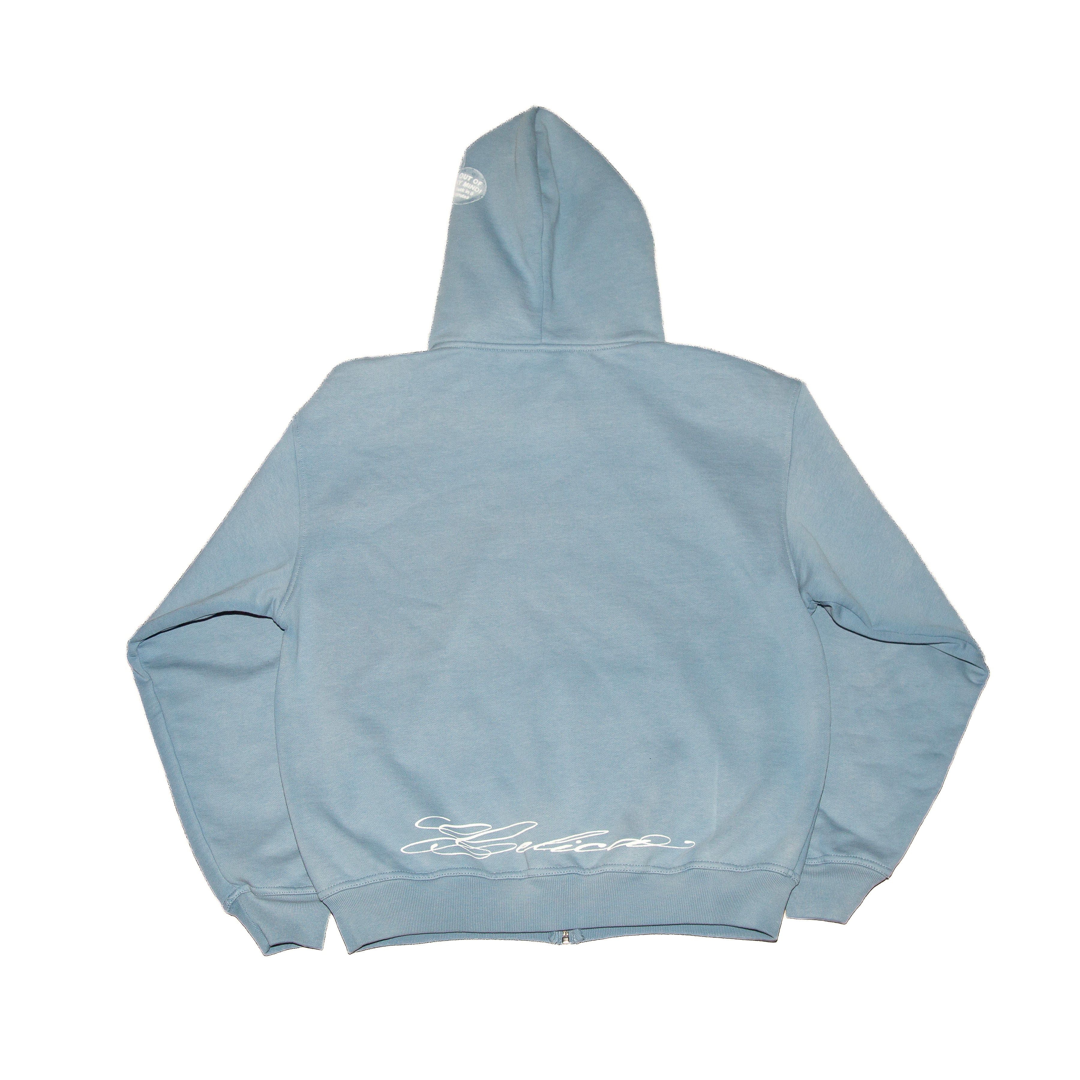 Chalk Blue Washed Zip Hoodie