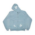 Chalk Blue Washed Zip Hoodie