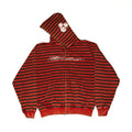 Vintage Striped Logo Zip Hoodie - Crimson/Black