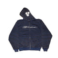 Vintage Striped Logo Zip Hoodie- Royal/Black