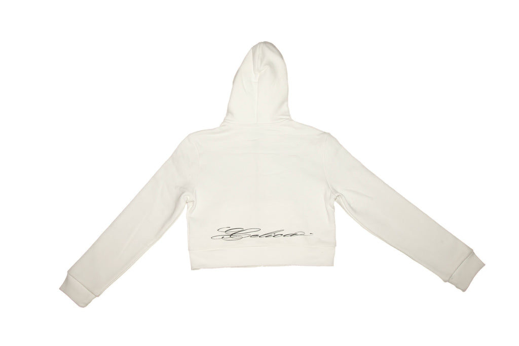 Cropped Zip Up Hoodie - White