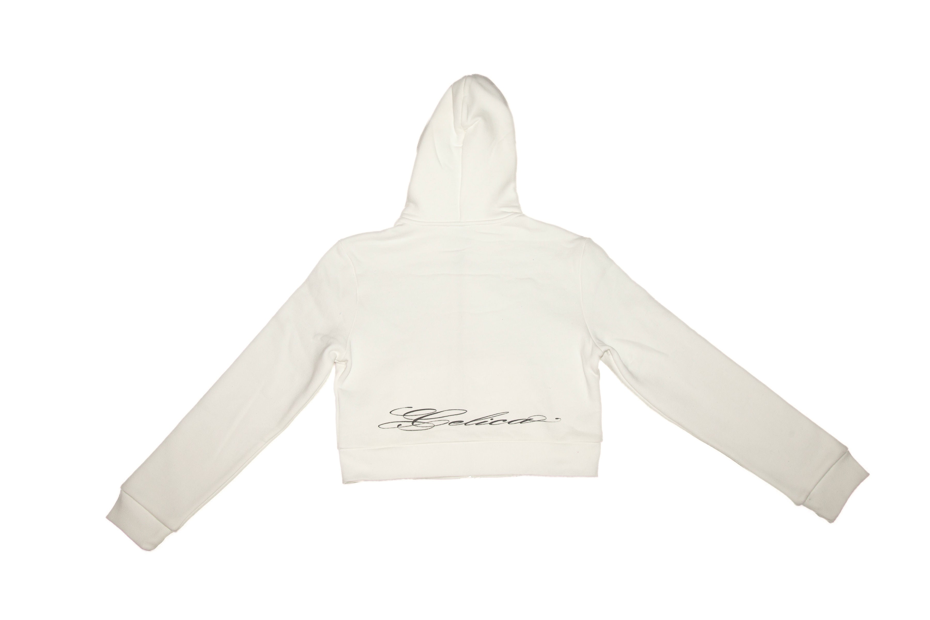 Cropped Zip Up Hoodie - White