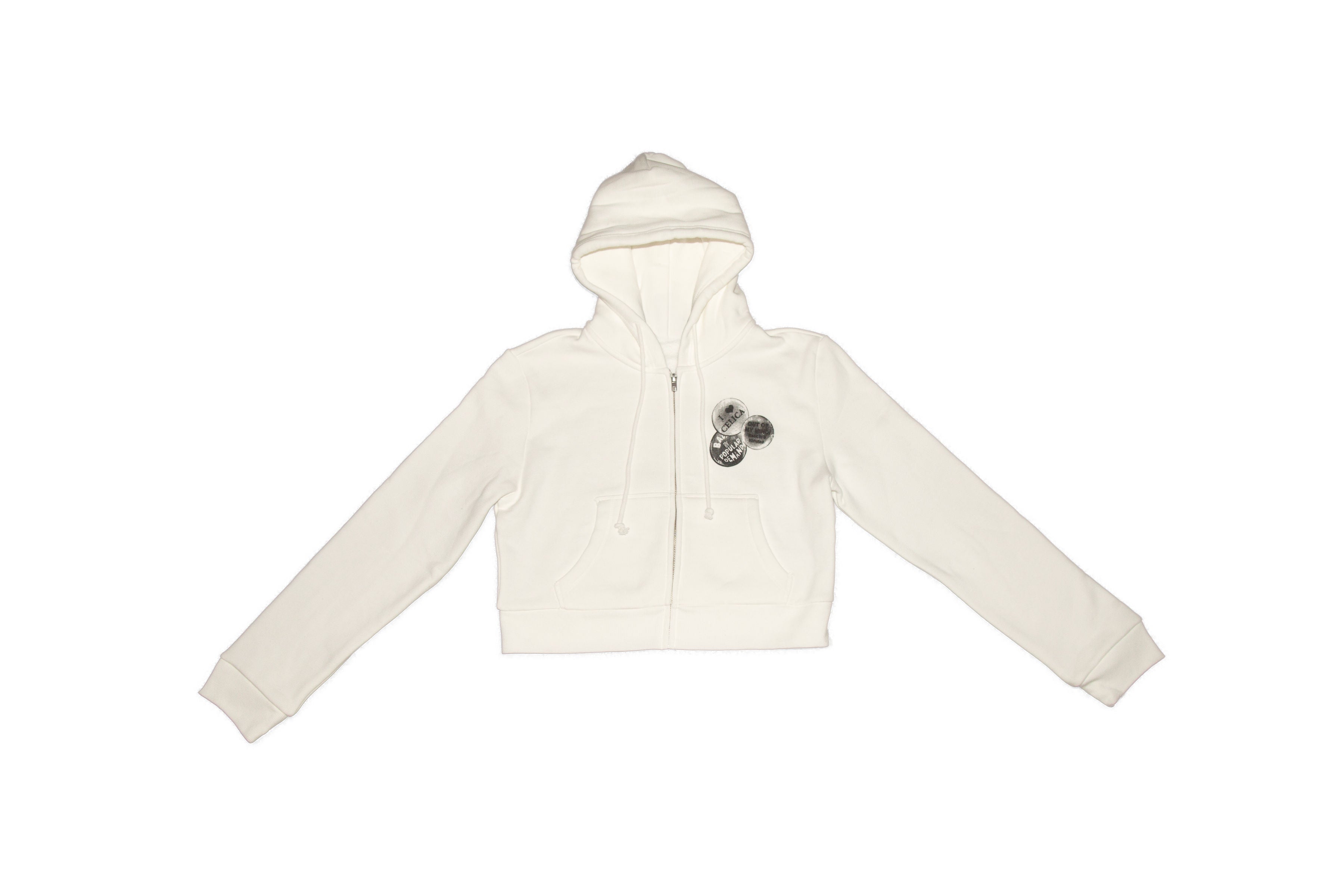 Cropped Zip Up Hoodie - White