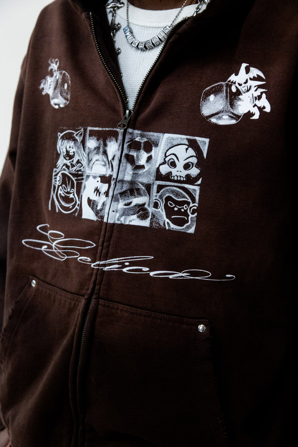 Cocoa Washed Icon Zip Hoodie