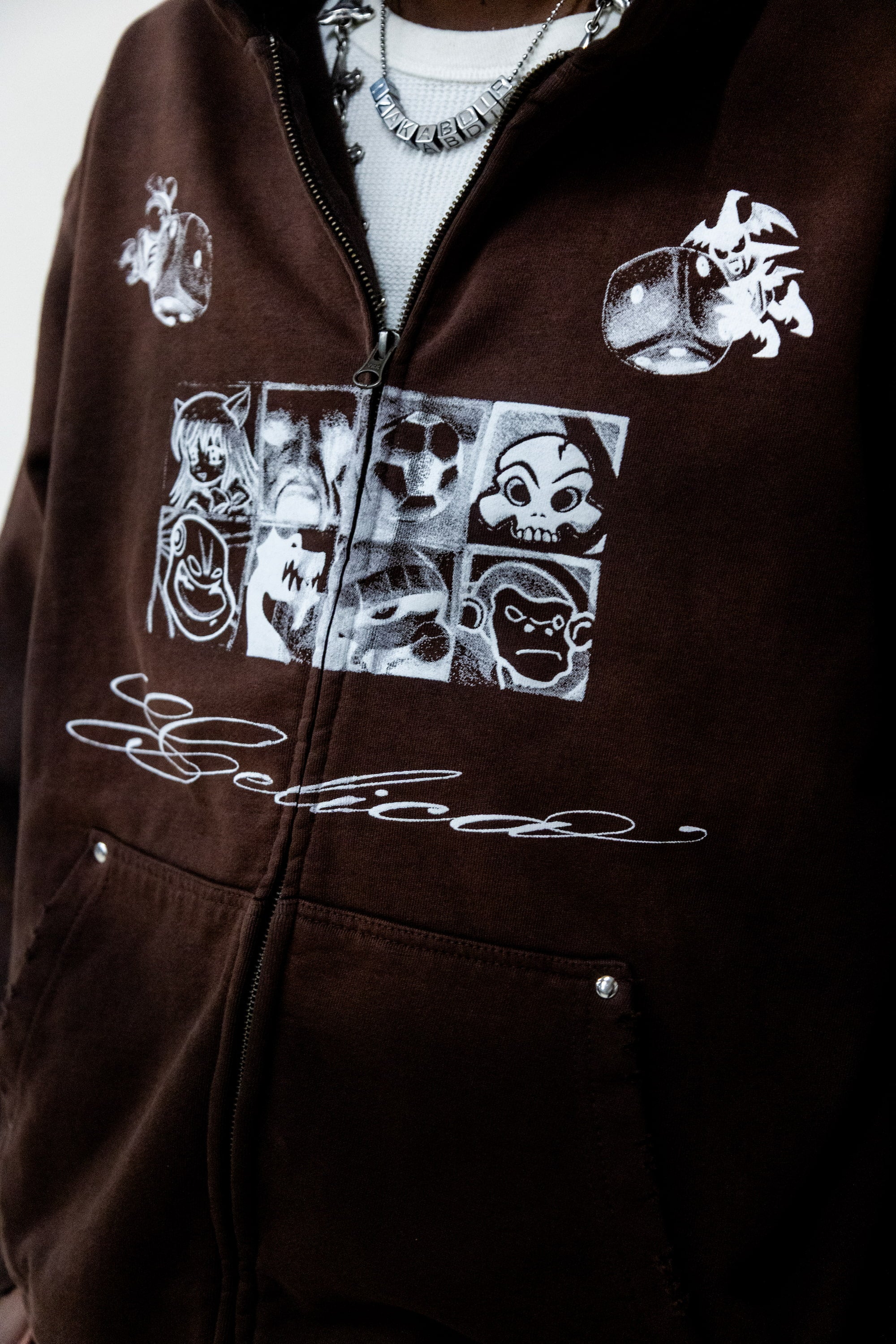 Cocoa Washed Icon Zip Hoodie