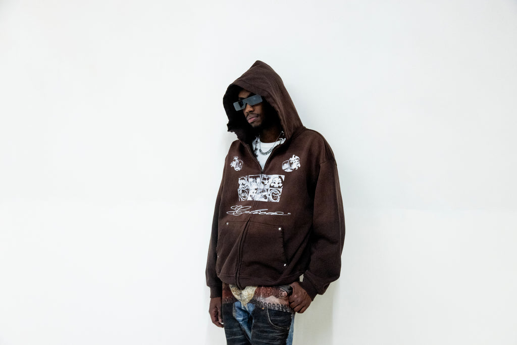 Cocoa Washed Icon Zip Hoodie