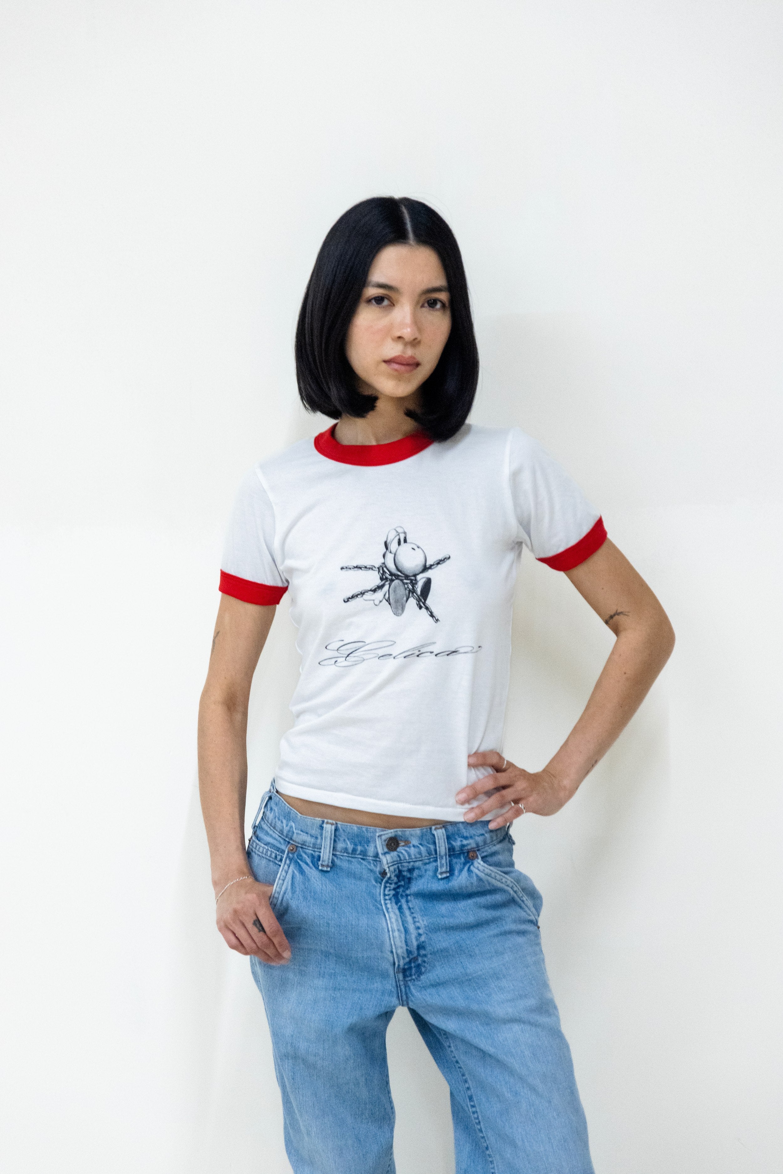 Chain Yoshi Ringer Tee - White/Red