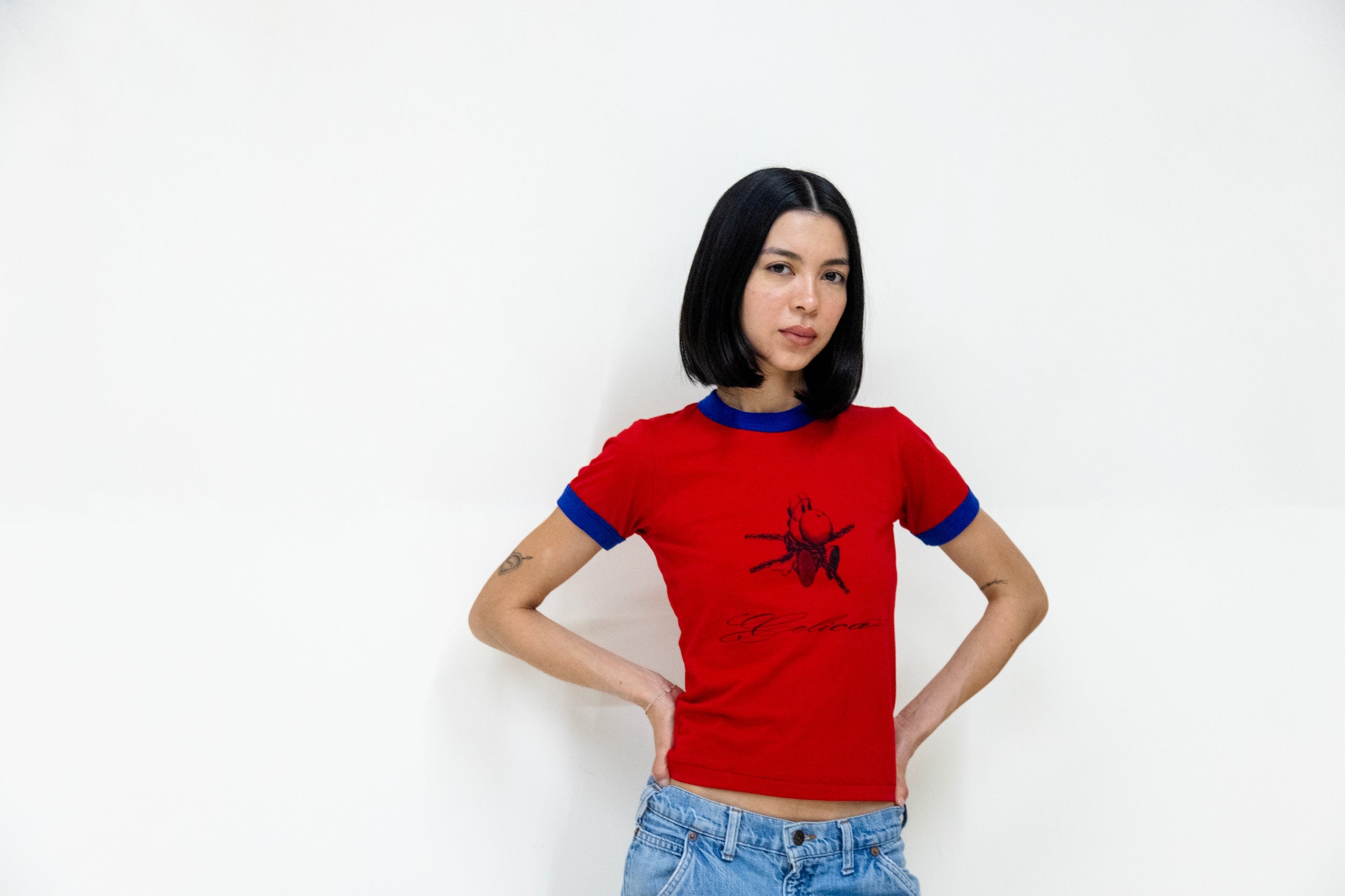 Chain Yoshi Ringer Tee - Red/Blue